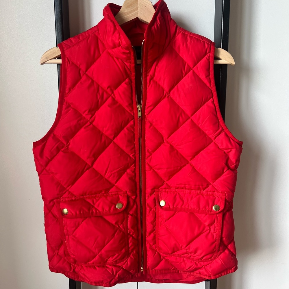 J. Crew Bright Red Quilted Vest